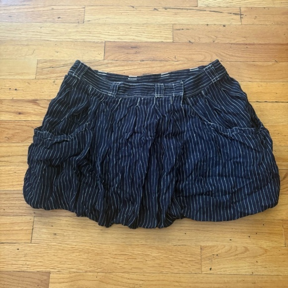 Free People Blue Stripe Mini Wrap Skirt Size 10 Button Front